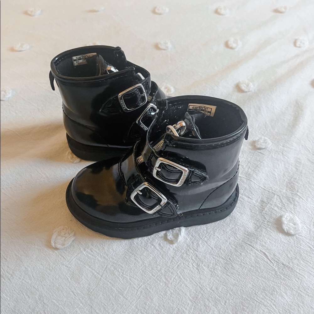 Patent leather boots